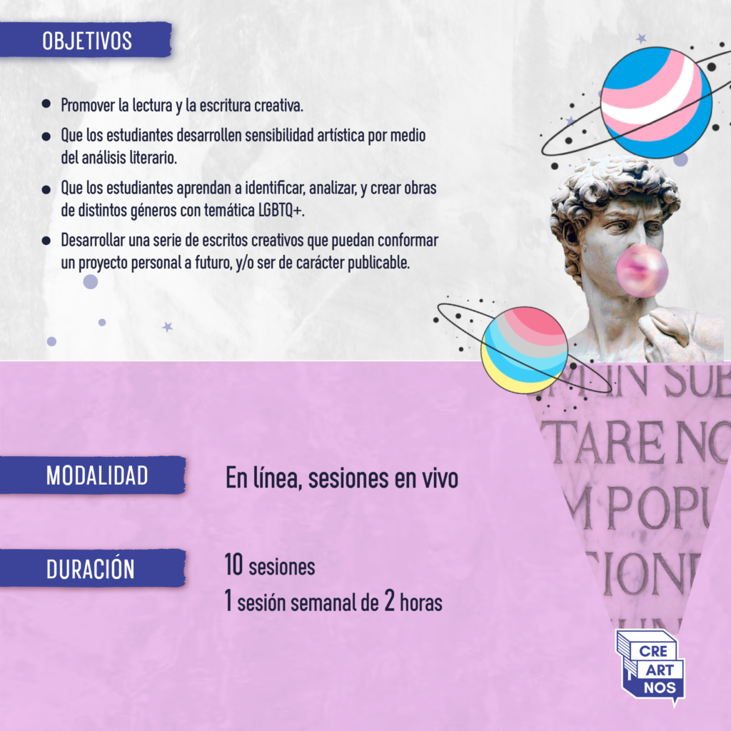 Taller online de literatura LGBTQ+ en Creartnos