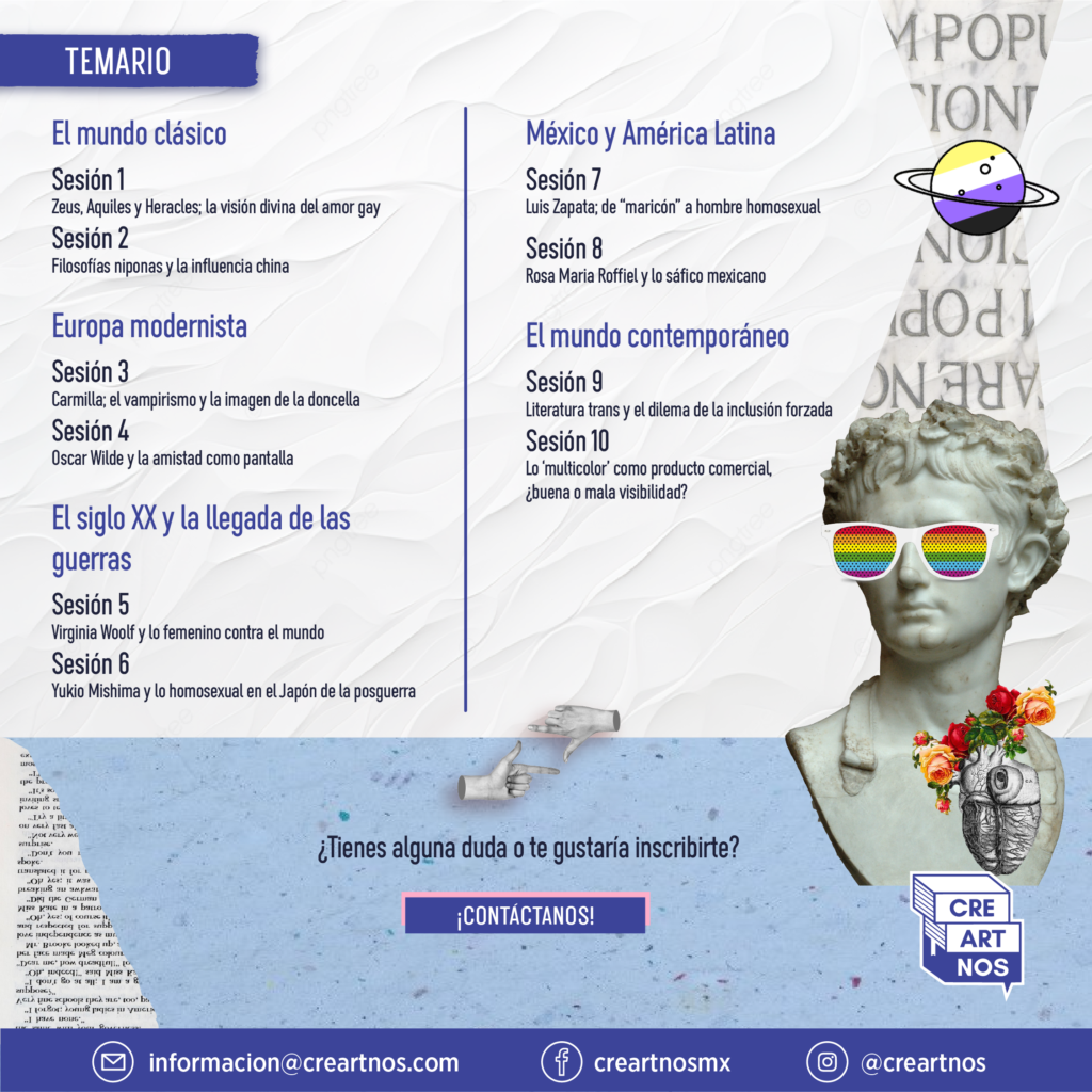 Taller online de literatura LGBTQ+ en Creartnos