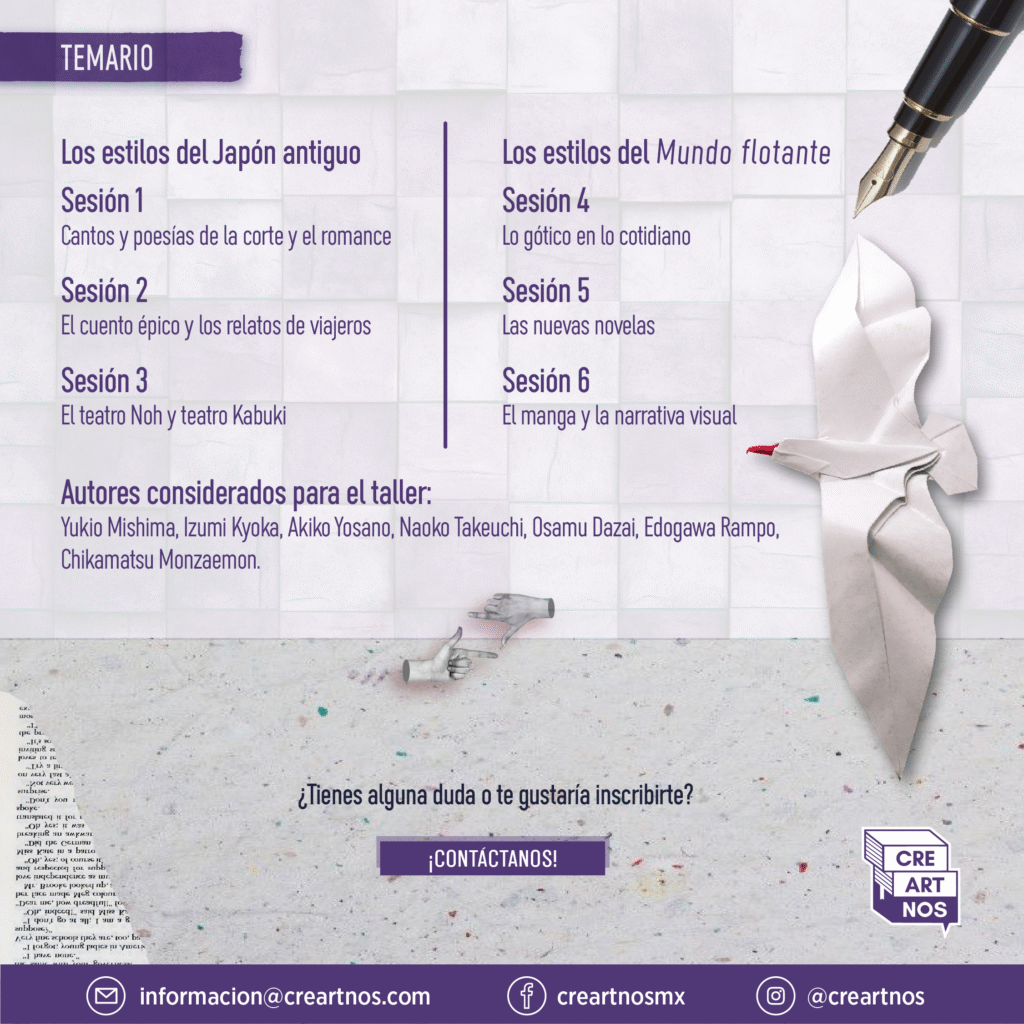 taller online en creartnos Estilos narrativos de Japón
